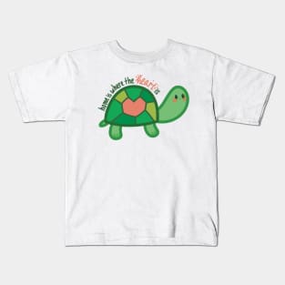 Green Turtle Quotes Home is Where the Heart Is Kids T-Shirt